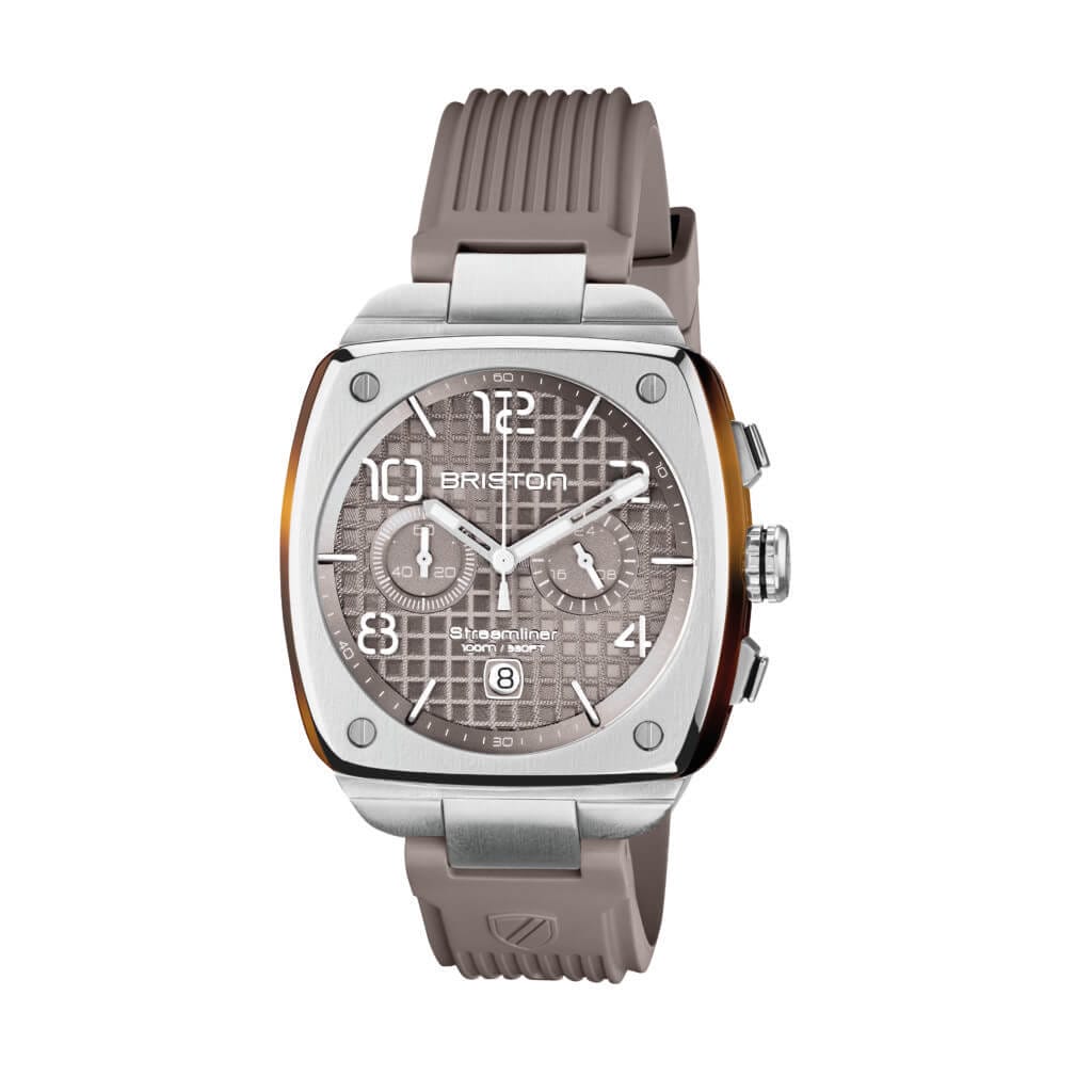 Streamliner Urban bracelet en caoutchouc de couleur gris taupe / Cadran gaufré de couleur gris taupe. 